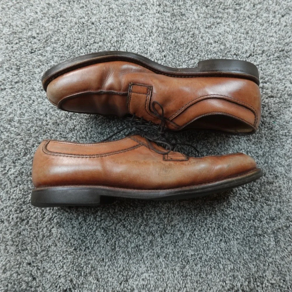 Allen Edmonds Becker Shoes Mens 10D Brown Burnished Cap Toe Pebble Calf Oxford